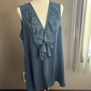 Women's Sleeveless Ruffle Top - Blue